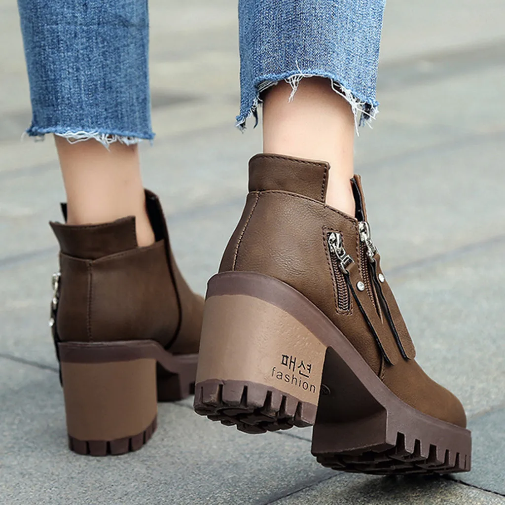 Сапоги SAGACE женские на толстом каблуке зимние Бархатные ботильоны Повседневные