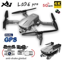 xkj 2021 rc drone gps 4k hd dual camera self stabilizing gimbal professional aerial photography foldable quadcopter