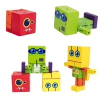 new wooden deformed folding cube model kids educational toy for children hands training game wood toy robots birthday gifts loki