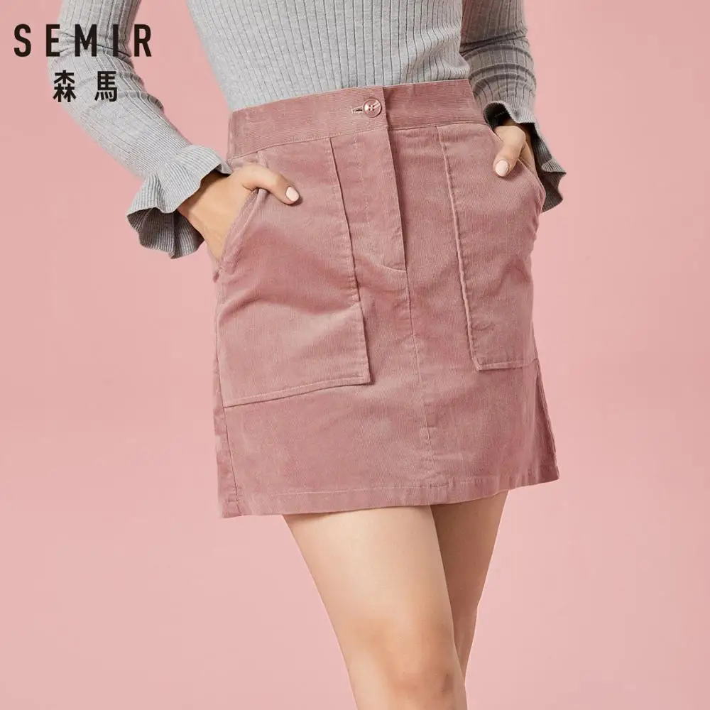 SEMIR женские короткие Вельветовая юбка с боковым карманом высокой талией а силуэт