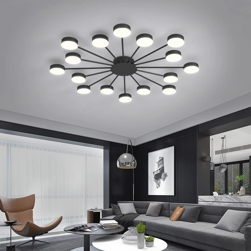 

Modern Pendant Lights Black/Gold Multiple Heads Nordic Postmodern Art Creative Luxury Dining Living Room Bedroom Household Lamps
