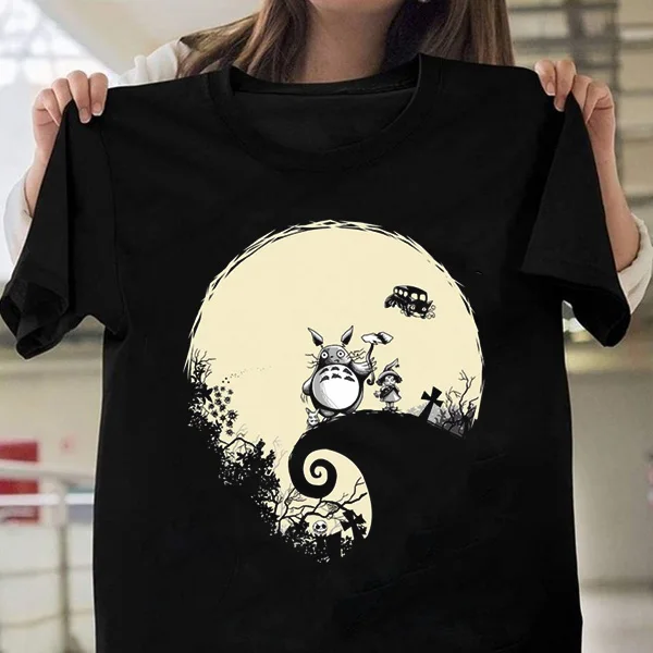 

Хлопковые топы, футболка Ghibli с героями Аниме Тоторо, Мужская Уличная футболка с коротким рукавом, топы, женская одежда унисекс, дропшиппинг