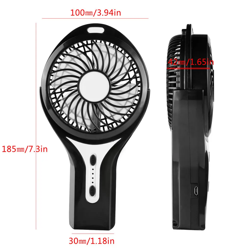 

Mini Handheld Portable 3 Inch Color Light USB Charging Long Life Three Speed Choice Battery Rechargeable Fan Air Conditioner
