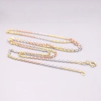 pure 18k multi tone gold chain lucky 2mm rolo cable link necklace 24inch 2 7g stamped au750 for woman gift