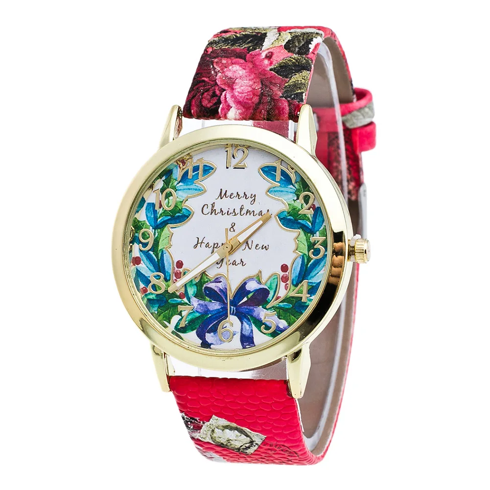 Пара кварцевых часов с цветочным принтом круглый циферблат ремешок из