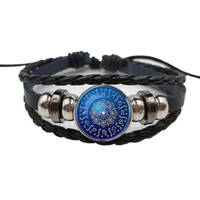 beautiful mysterious blue 12 constellation bracelet compass gift send friend gift picture customized glass bracelet