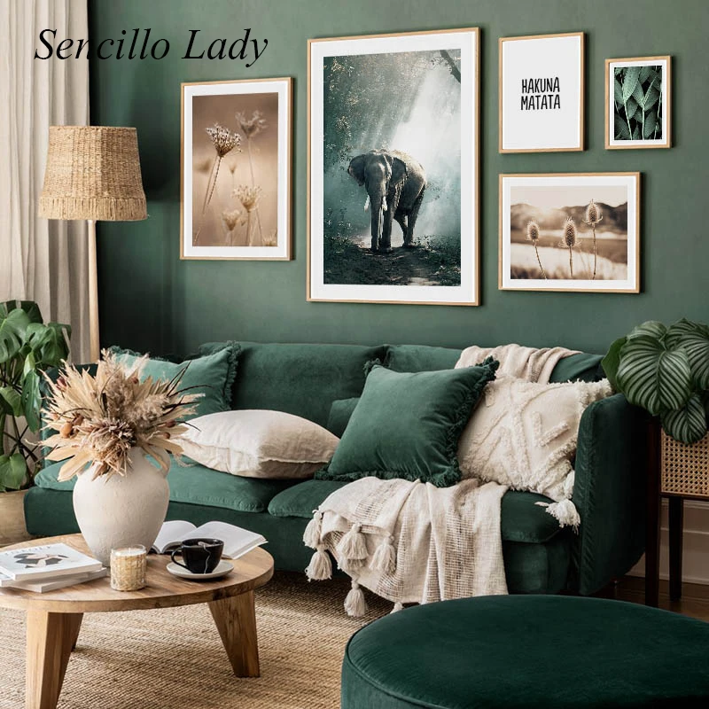 Природа растение цветок лист Слон живопись пейзаж скандинавский Декор постер на