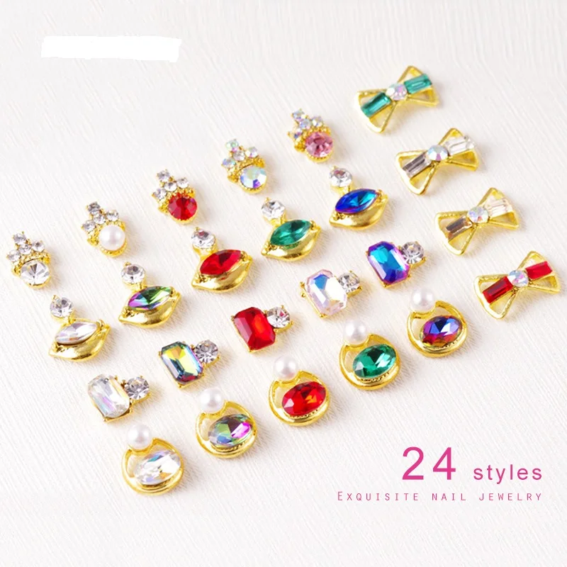 Металлический нижний галстук бабочка сплав для дизайна ногтей украшения с Белым