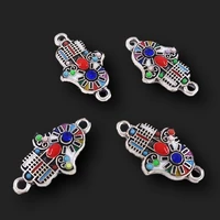 8pcs silver plated enamel palms glamour connectors retro bracelet metal accessories diy charm jewelry crafts making 2313mm p792