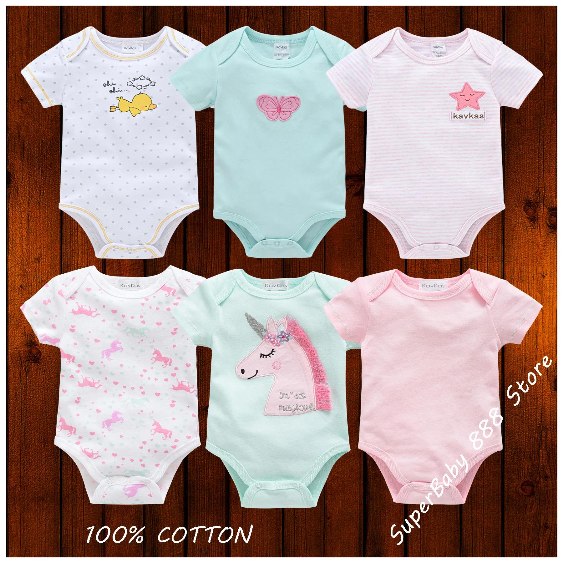 

6pcs Newborn Baby Girl Bodysuits Girls Clothing 0-12M Boy Clothes 100%Cotton Onesie Jumper Romper jumpsuit Unicorn Roupa de bebe