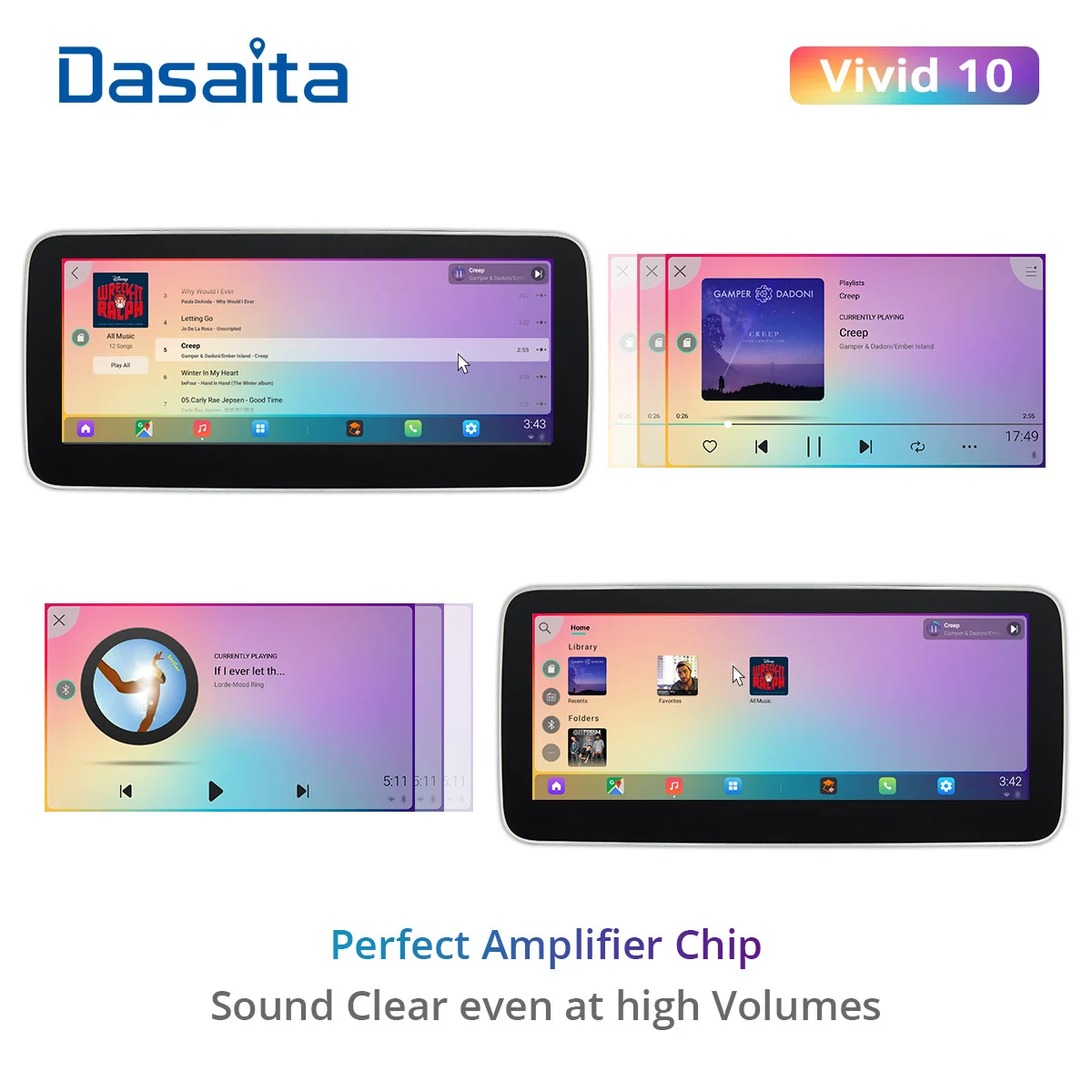 

Автомобильная магнитола Dasaita Vivid, поворотная и съемная стерео-система на Android, с экраном 10,25 дюйма, GPS, DSP, IPS, Apple Carplay