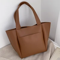 large capacity women top handle bags high quality solid color leather shoulder shopper bags for women 2021 designer sac a main