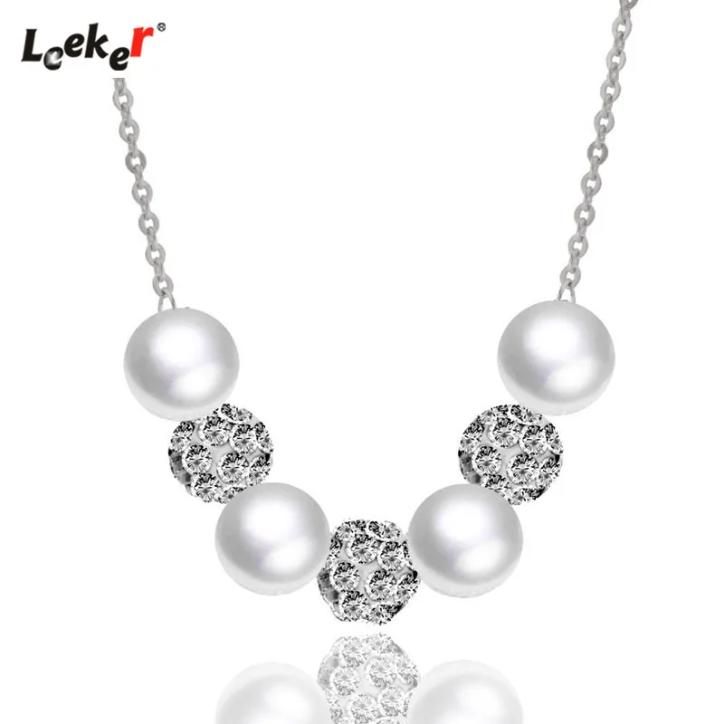 LEEKER винтажное ожерелье из белого жемчуга женские вращающиеся хрустальные бусины
