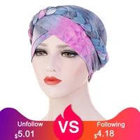 bohemia women turban hats fashion color braid knot lady head scarf muslim inner hijab for women hair accessories hair loss