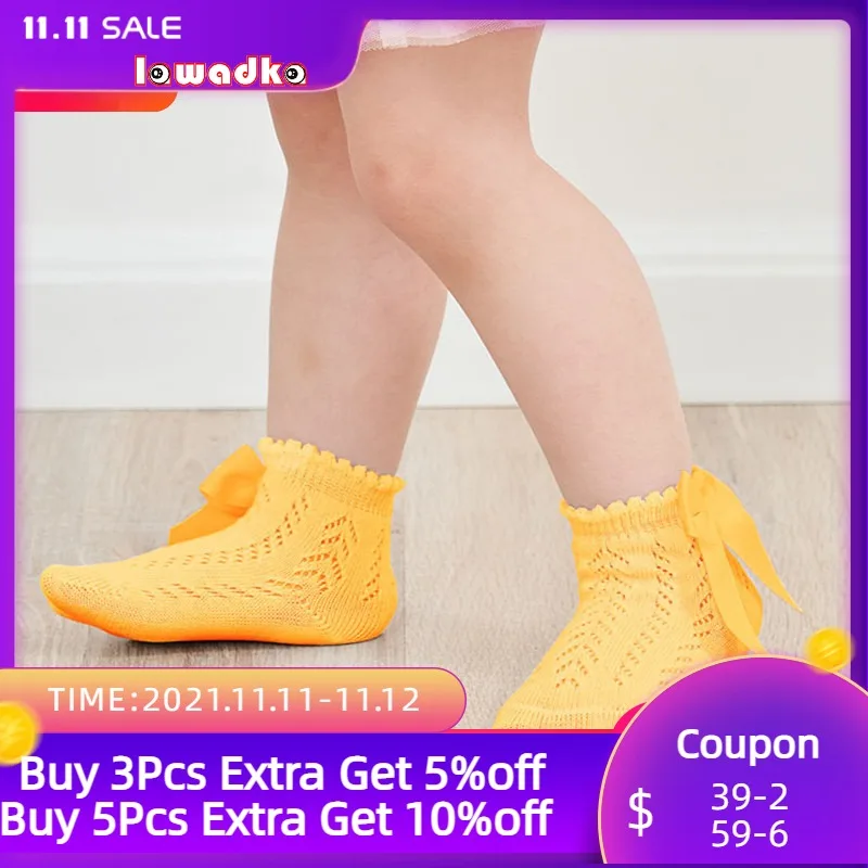 

Lawadka 2Pairs/set 0-5Years Summer Mesh Kids Socks For Girls Cotton Bow Princess Stye Children's Socks High Quality Accessories