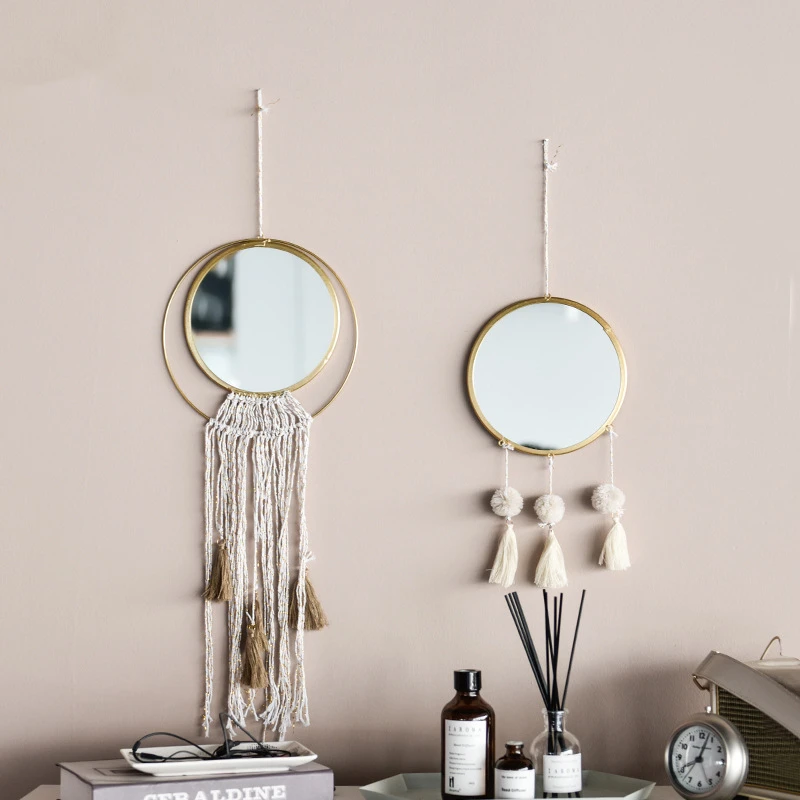 Скандинавские Золотые декоративные зеркала модные настенные Висячие простые