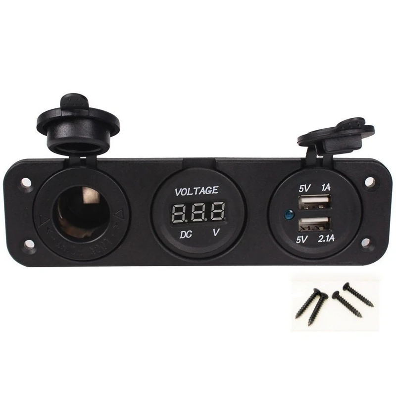

Triple 3.1 Amp USB Charger + Voltmeter +12 V Socket Panel Marine Outlet Jack