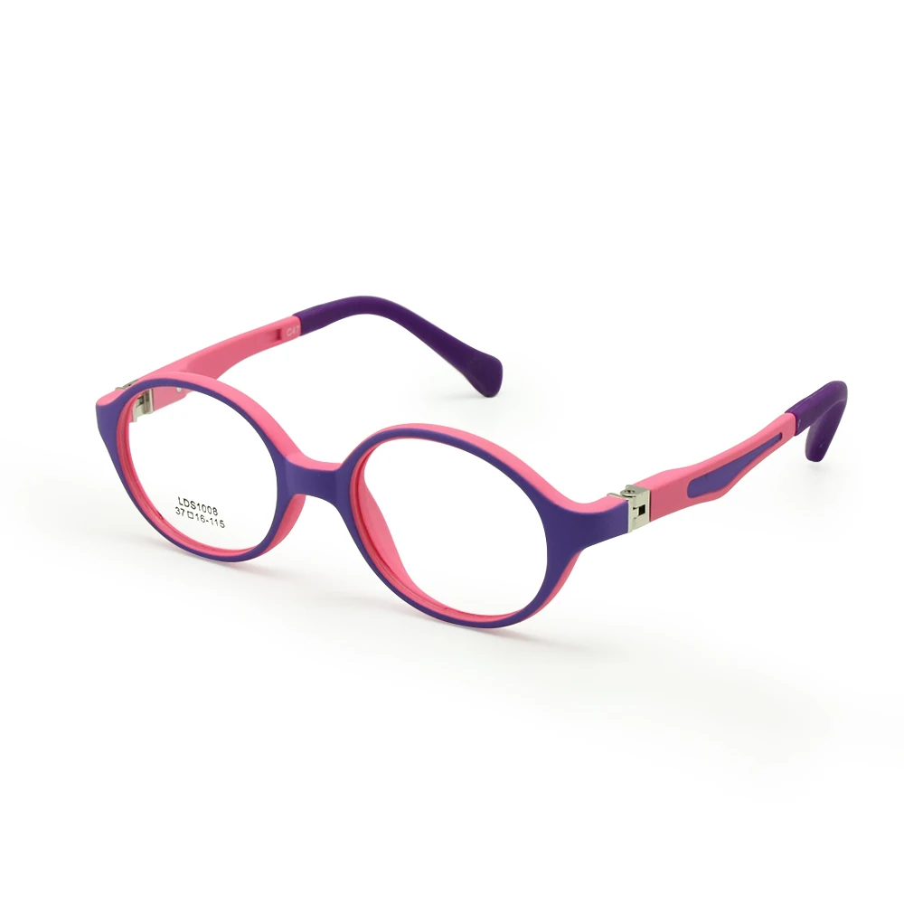 pink purple Очки для маленьких детей, оправа TR90, размер 37 мм, безопасный сгибаемый гибкий Оптический очки для детей, прозрачные линзы, пружинная петля - Цвет оправы: pink purple
