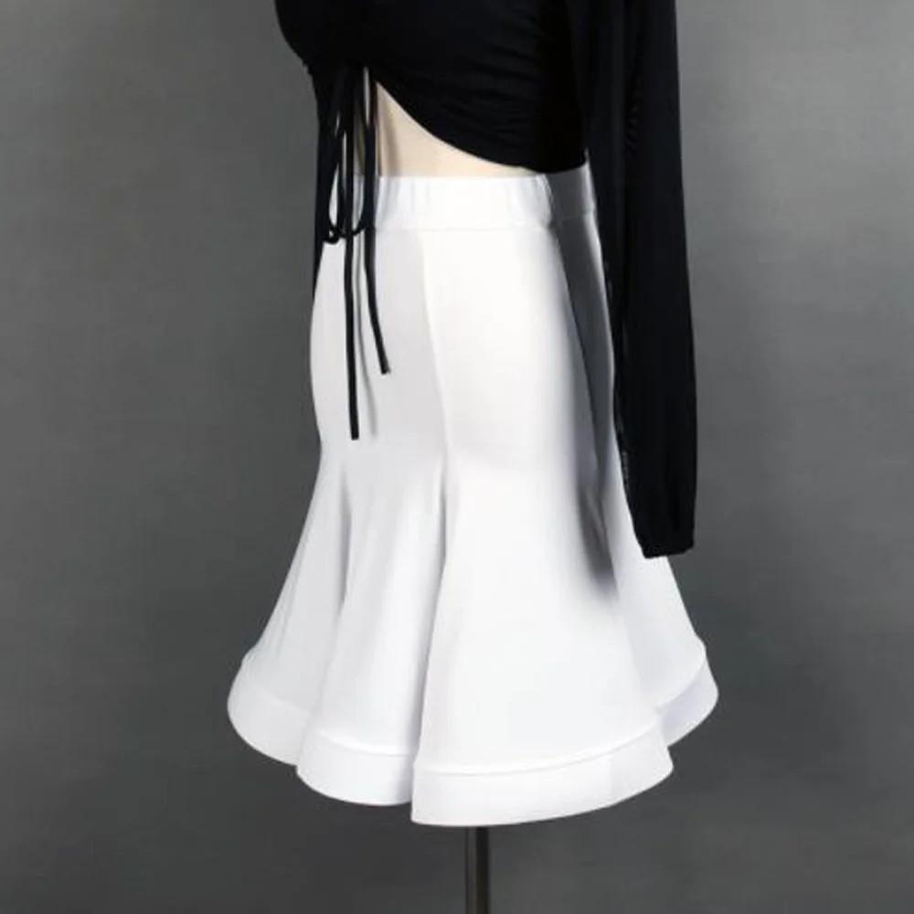 

Latin Dance Skirt Women Stetchy High Waist Vintage Ruched Full Circle Flying Ballroom Samba Chacha Dancing Skirt Costumes