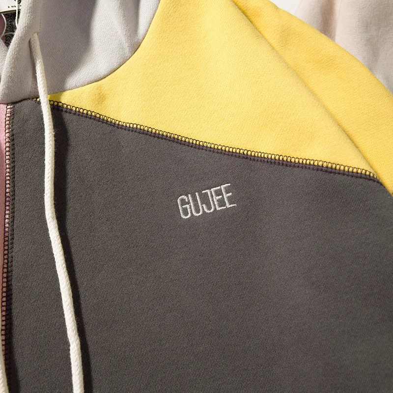 

LOVZON Color Block Patchwork Fleece Hoodies Mens Winter Hip Hop Fashion Pullover Hooded Sweatshirts Hoodie Streetwear