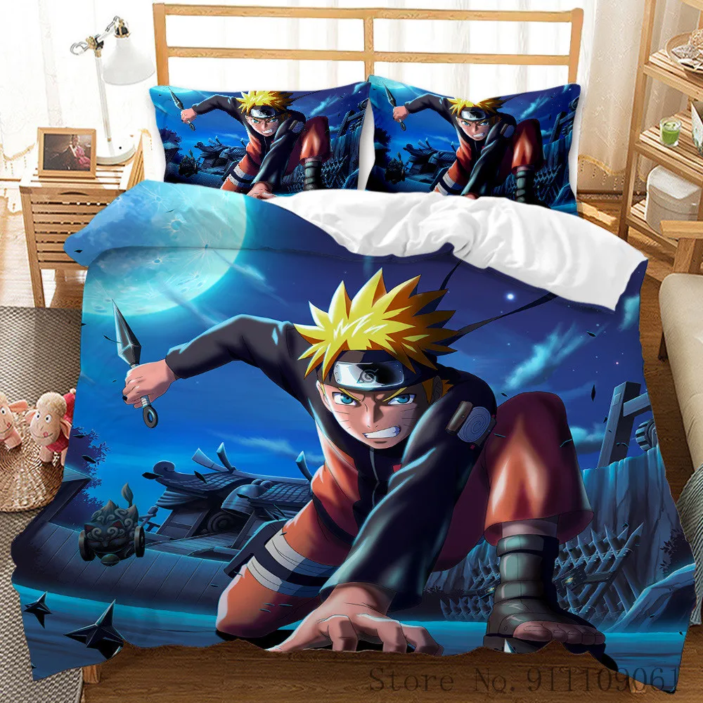 Комплект постельного белья и наволочки с 3D-принтом из мультфильма аниме