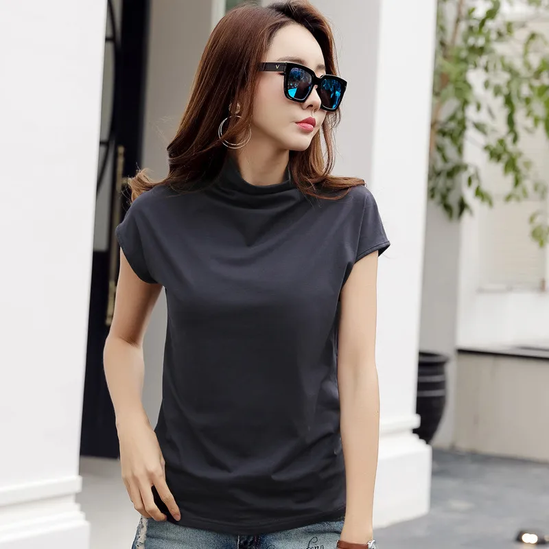 

2021 summer new style loose large size was thin solid color Korean cotton short-sleeved T-shirt ladies bottoming shirt N129