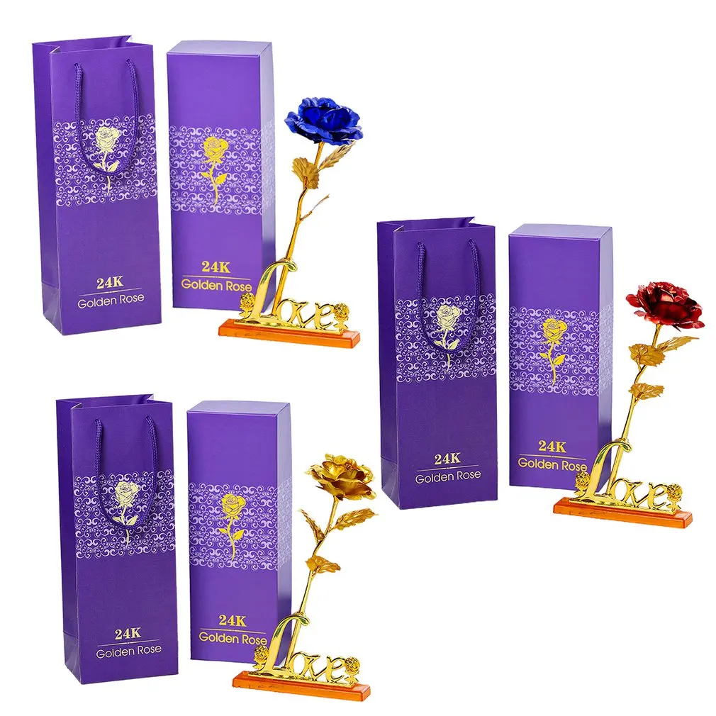 

24k Gold Leaf Golden Rose Home Decoration Table Office Decoration Holiday Party Wedding Anniversary Gift