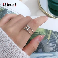 kinel 925 sterling silver vintage cross open adjustable finger rings for women korean style fashion silver jewelry 2020 new
