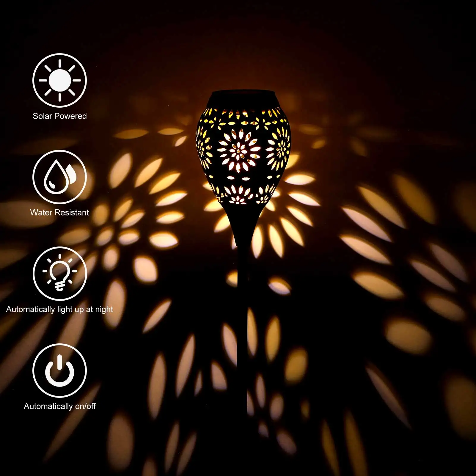 

Уличный светильник на солнечной батарее, портативный полый железный штырь, лампа на солнечной батарее для сада, патио, двора, дорожки