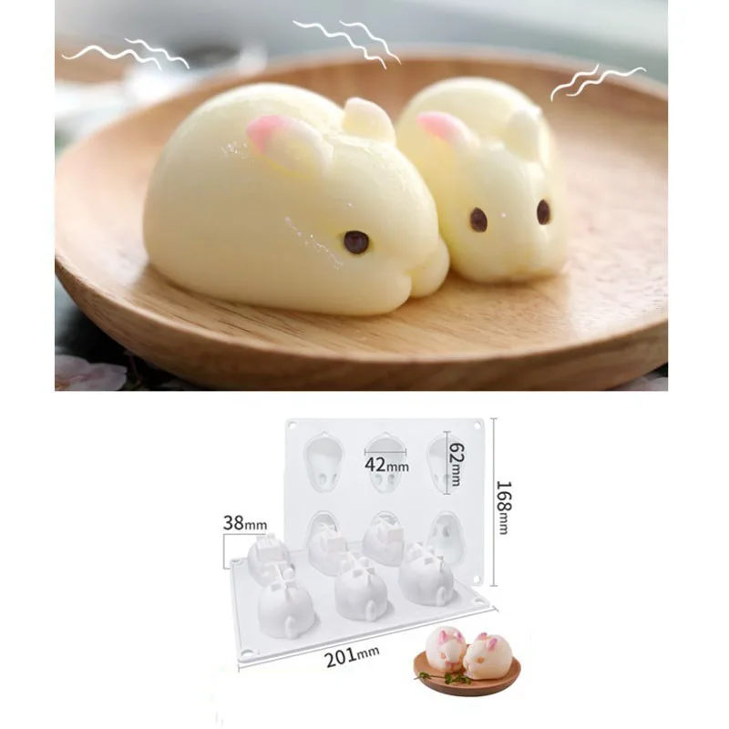 

3D Creative Food Grade Silicone Rabbit Ice Cream Mold Mousse Cake Chocolate baking utensils