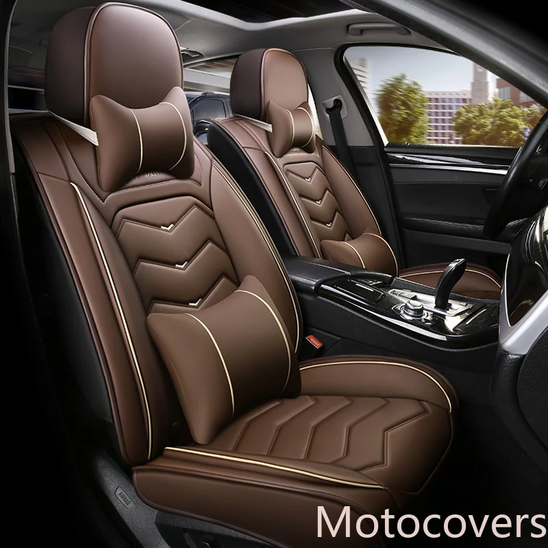 

Motocovers новые чехлы для сидений автомобиля седан прочный кожаный Универсальный пять сидений комплект для 5 местный P4614-1