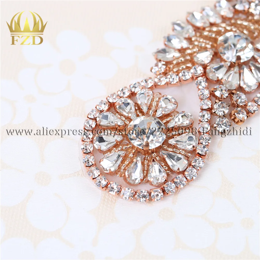 (10 шт.) оптовая продажа пришивная Золотая свадебная аппликация с кристаллами