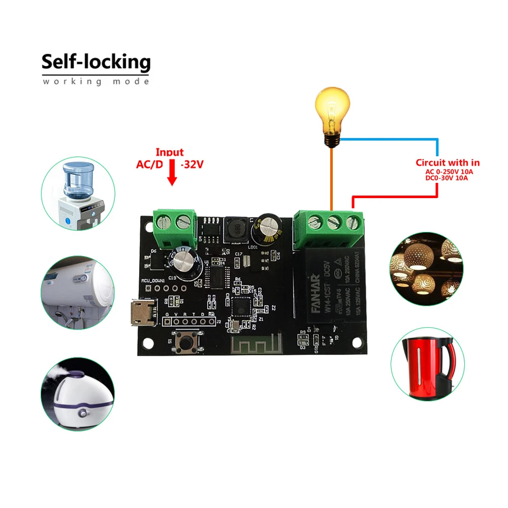 

1CH Tuya Wireless Gate-way Control Center Portable Tool Compatible with Tuya Alexa Google Home Wireless Fidelity Switch Module
