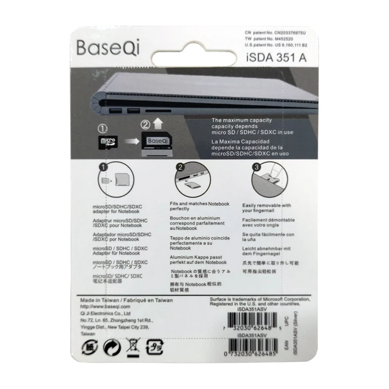 BaseQi Алюминий Stealth накопитель Micro SD/TF карта адаптер расширения памяти SD кард ридер