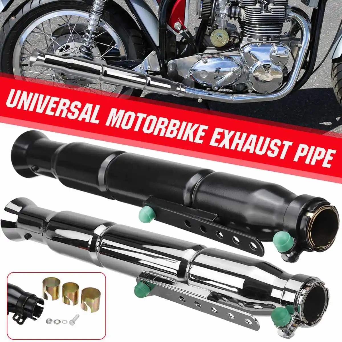 

Выхлопная труба для мотоцикла, выхлопная труба Cafe Racer, универсальная труба для мотокросса с адаптером редуктора