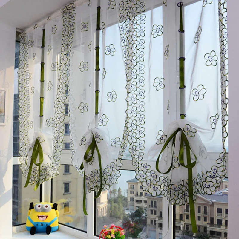 Римские занавески с цветами сливы для балкона гостиной из прозрачной марли