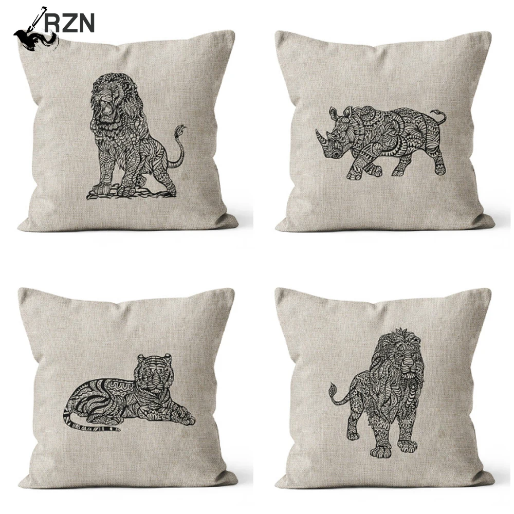 Животное Лев Тигр Печать накидка для подушки декоративная наволочка на подушку