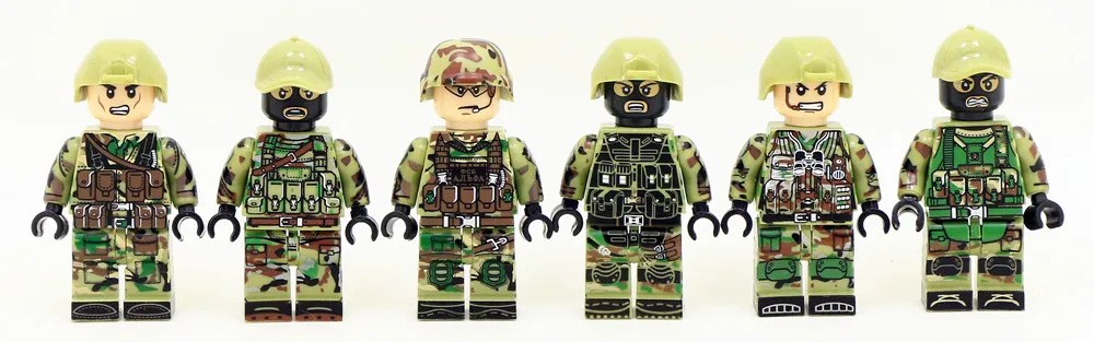 6 шт. костюм Ghillie Военная камуфляжная армия солдат спецназа военный ОМОН DIY строительные блоки Фигура развивающие игрушки подарок для мальчиков