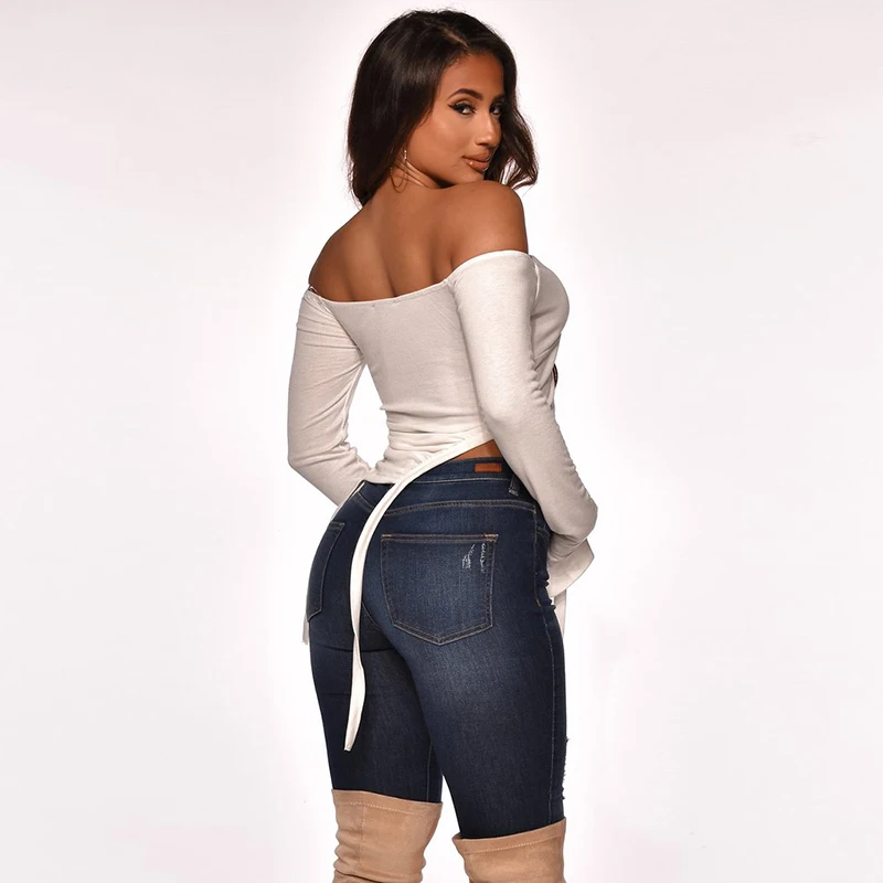 2021 Мода весна осень женский топ футболка с длинным рукавом сексуальные трендовые