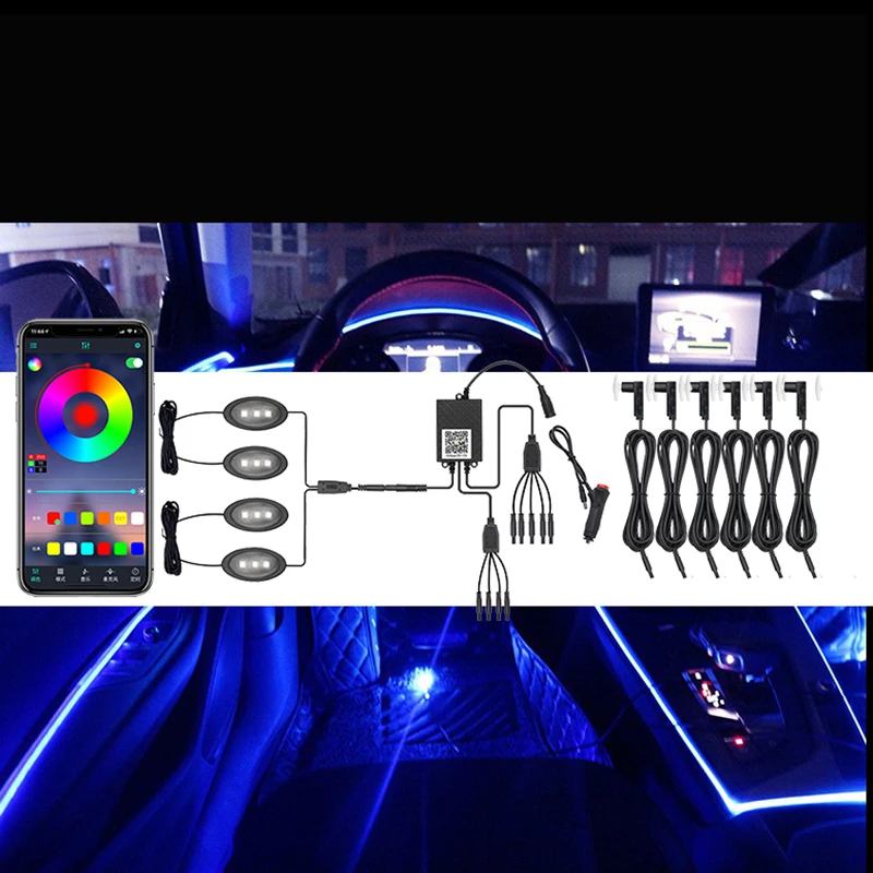 

RGB App Sound Control 12V Interior Decorative Ambient Lights Flexible Atmosphere Lamp LED Car Neon Lamp EL Neon Wire Strip Light