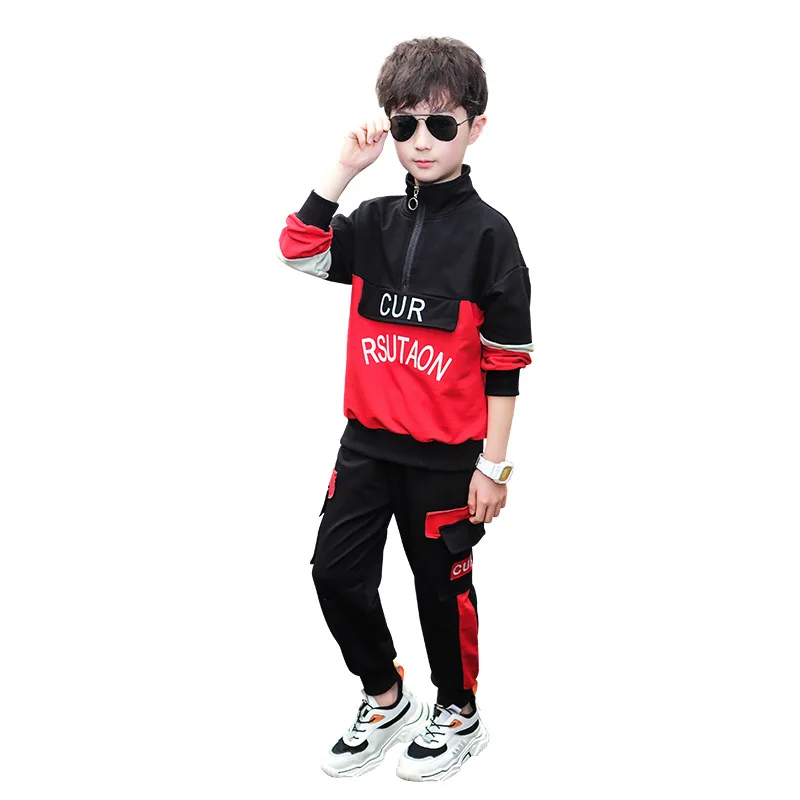 

Boys Clothes Patchwork Jacket + Pants 2 Pcs Boys Outfits Letter Hoodies Suit For Boys Spring Autumn Casual Clothes For Boys