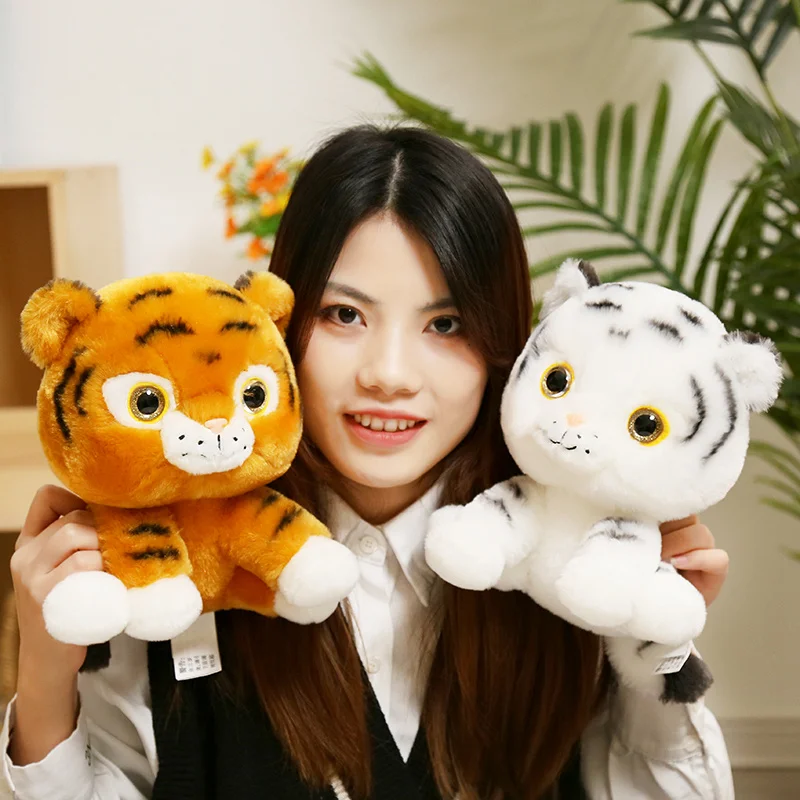 

22/28cm Stuffed Soft Kawaii Simulation Animals Doll Pillow Cute Cartoon Big Eyes Tiger Plush Toys For Kids Girls Gifts Decor