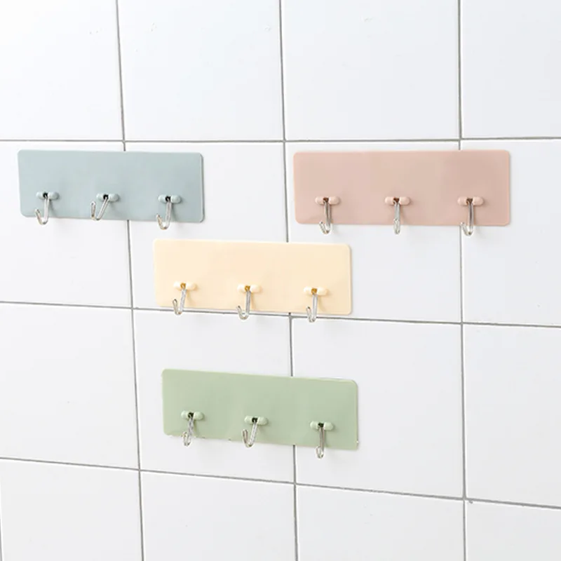 

2 Pcs New simple strong hook no trace hook 3 even hook kitchen bathroom suction cup paste wall hook