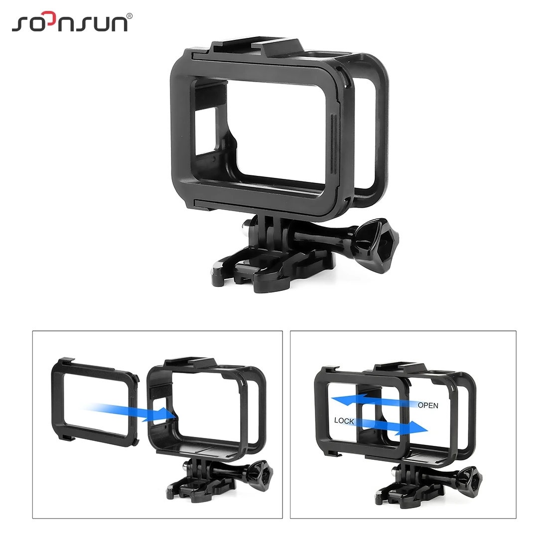 SOONSUN стандартная защитная рамка Корпус чехол оболочка крепление для GoPro Hero 8 для HERO8 черный Go Pro Аксессуары