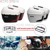 white motorcycle saddlebags hard bags 23l pair luggage pannier cargo side cases wbracket for suzuki sv650 bmw r1150gs r1200 800