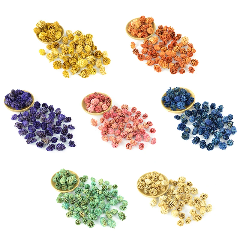 

10p Color Simulation Mini Plant Dried Flower Natural Pine Cone Christmas Wreath DIY Wedding Home Gift Box Decoration Accessories