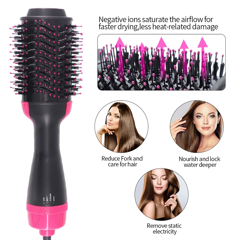 

1000W Hair Dryer Hot Air Brush Styler and Volumizer Hair Straightener Curler Comb Roller Electric Ion Blow Dryer Brush