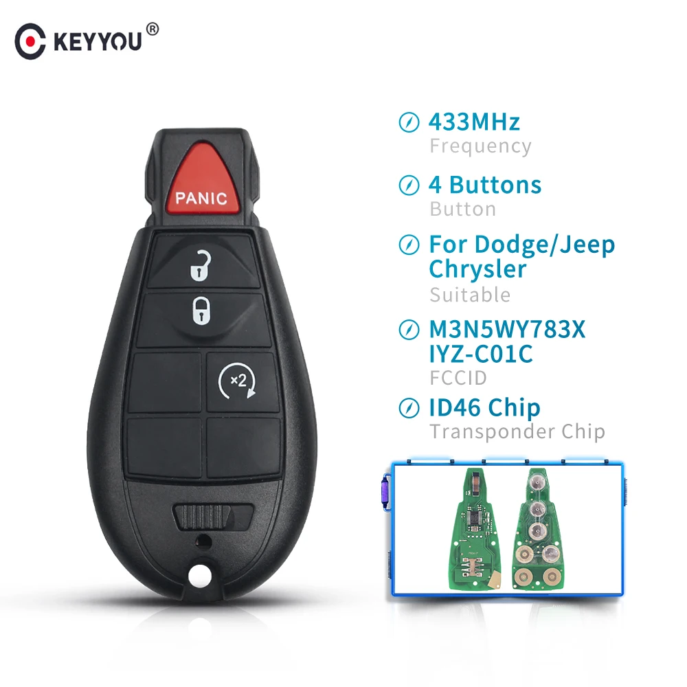 Пульт дистанционного Автомобильный смарт ключ-брелок KEYYOU 3 + 1 кнопка для Chrysler Town