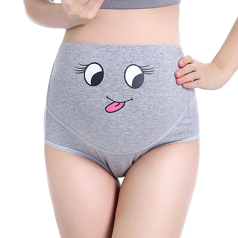 

Pregnant Women's Underwear Large Size Breathable High Waist Abdomen Adjustable Cute Cartoon Pregnancy Unmarked Abdomen Underwear
