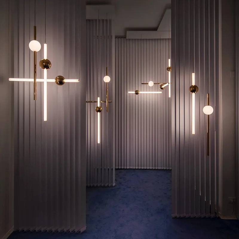 Post Modern Rotatable Branch Led Chandelier Matt Black Gold Lighting Glass Tube Shades deco chambre | Лампы и освещение